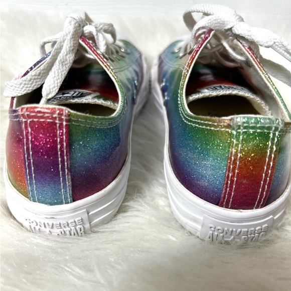 (READ) Converse Youth Girls Rainbow Metallic Shimmery Glitter Size 3 - Picture 3 of 5